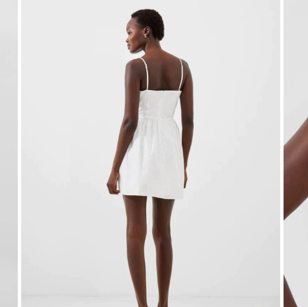 French Connection White Mini Dress with Spaghetti Straps Size 6 New - Picture 2 of 6